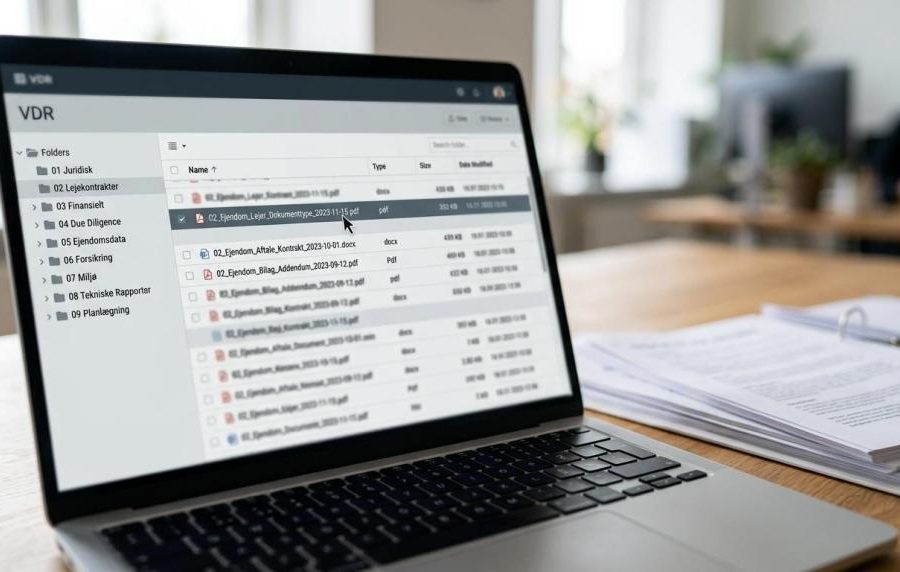data room ejendomstransaktion tjekliste