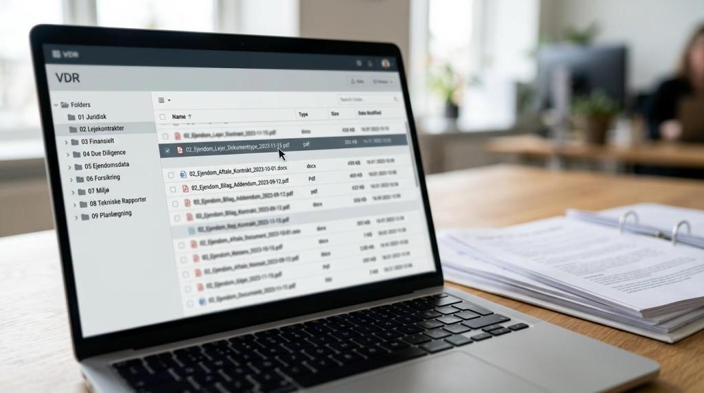 Data room til ejendomstransaktioner: tjekliste og struktur for due diligence